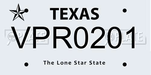 VPR0201 Texas License Plate