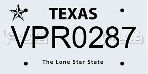 VPR0287 Texas License Plate