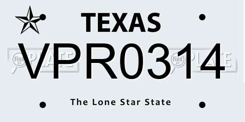 VPR0314 Texas License Plate