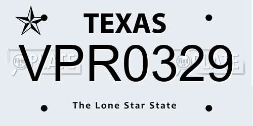 VPR0329 Texas License Plate