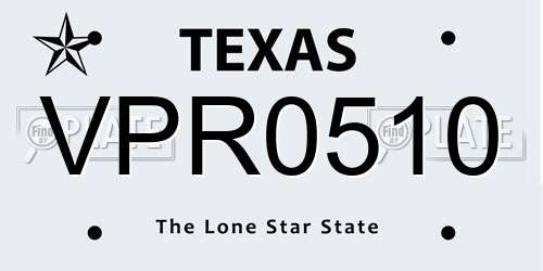VPR0510 Texas License Plate
