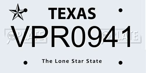 VPR0941 Texas License Plate