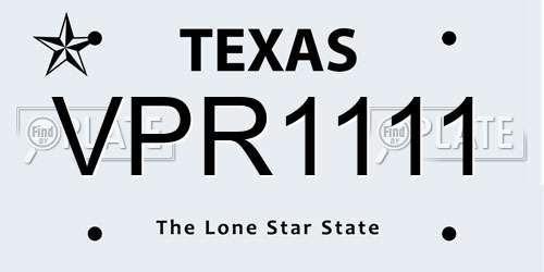 VPR1111 Texas License Plate