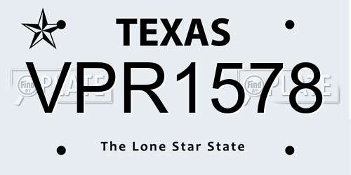 VPR1578 Texas License Plate
