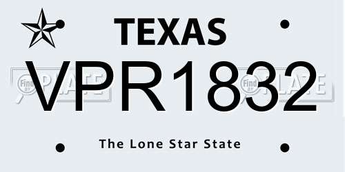 VPR1832 Texas License Plate