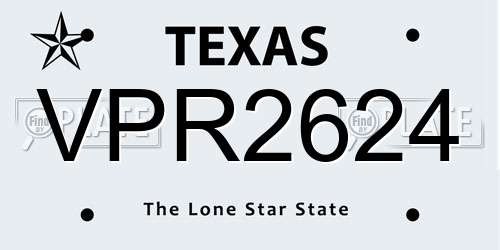 VPR2624 Texas License Plate