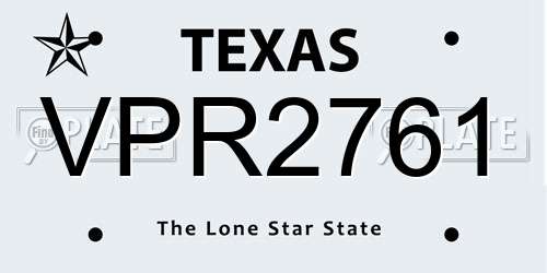 VPR2761 Texas License Plate