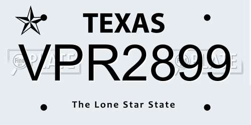 VPR2899 Texas License Plate