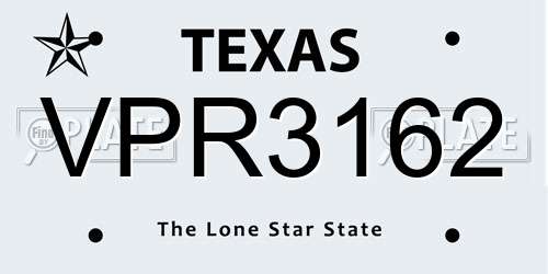 VPR3162 Texas License Plate
