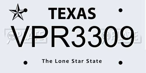 VPR3309 Texas License Plate