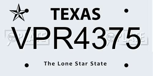 VPR4375 Texas License Plate