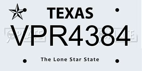 VPR4384 Texas License Plate