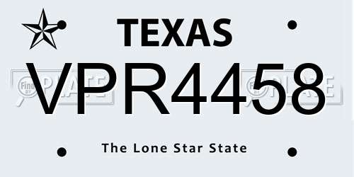 VPR4458 Texas License Plate