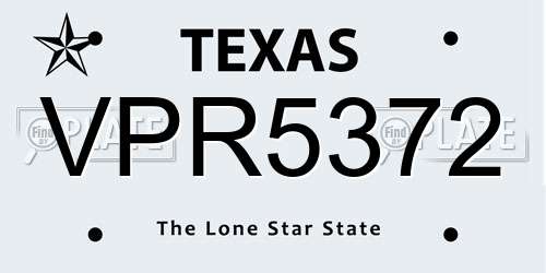VPR5372 Texas License Plate