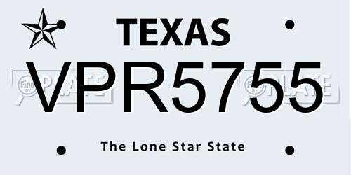 VPR5755 Texas License Plate