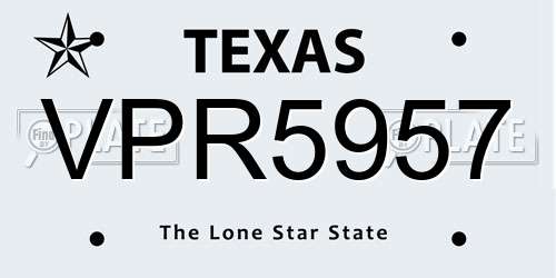 VPR5957 Texas License Plate