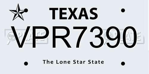 VPR7390 Texas License Plate