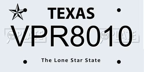 VPR8010 Texas License Plate