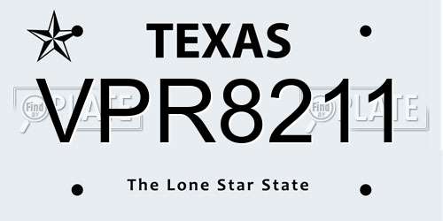 VPR8211 Texas License Plate