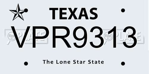 VPR9313 Texas License Plate