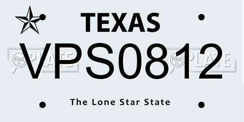 VPS0812 Texas License Plate