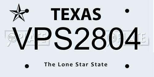 VPS2804 Texas License Plate