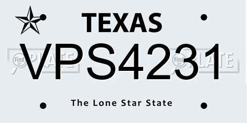 VPS4231 Texas License Plate