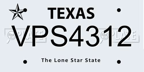 VPS4312 Texas License Plate