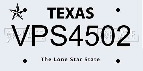 VPS4502 Texas License Plate