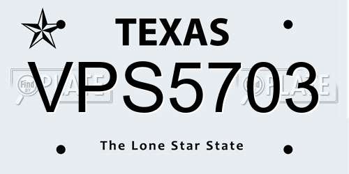 VPS5703 Texas License Plate