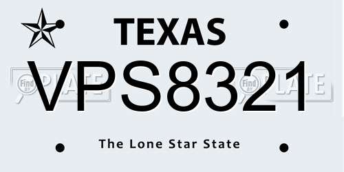 VPS8321 Texas License Plate