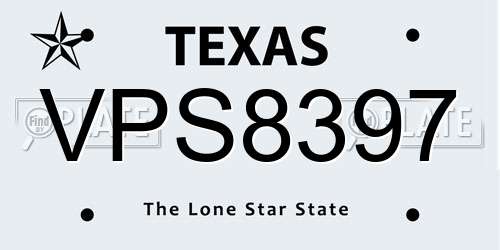 VPS8397 Texas License Plate