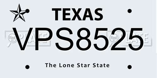 VPS8525 Texas License Plate