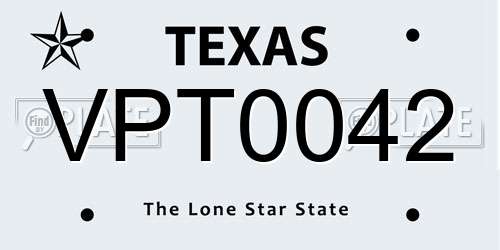VPT0042 Texas License Plate