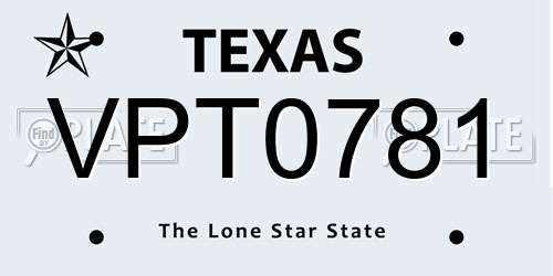 VPT0781 Texas License Plate