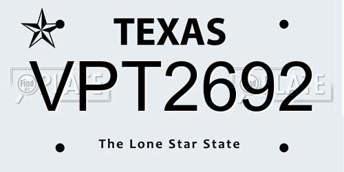 VPT2692 Texas License Plate