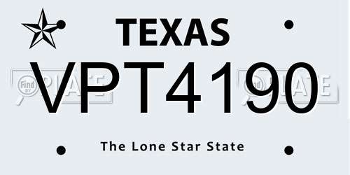 VPT4190 Texas License Plate
