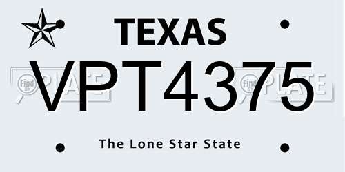VPT4375 Texas License Plate