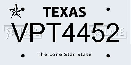 VPT4452 Texas License Plate