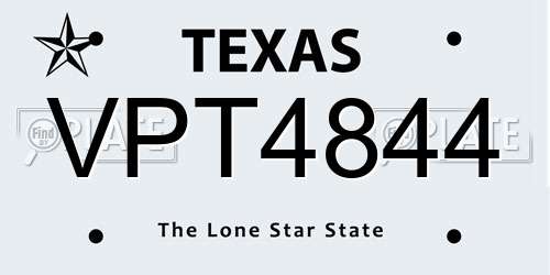 VPT4844 Texas License Plate