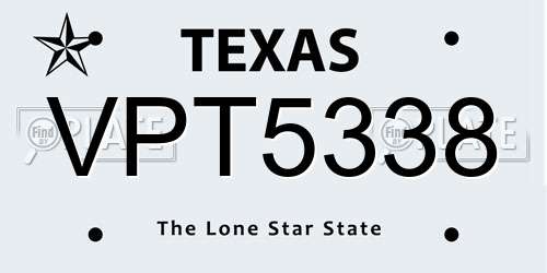 VPT5338 Texas License Plate
