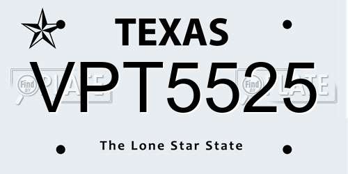 VPT5525 Texas License Plate