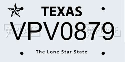 VPV0879 Texas License Plate