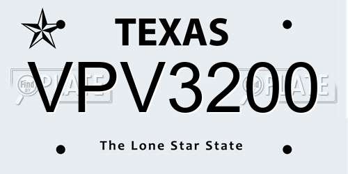 VPV3200 Texas License Plate