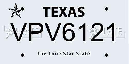 VPV6121 Texas License Plate