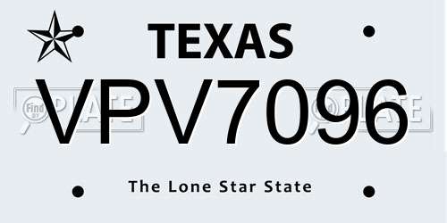 VPV7096 Texas License Plate