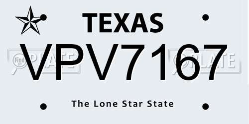 VPV7167 Texas License Plate