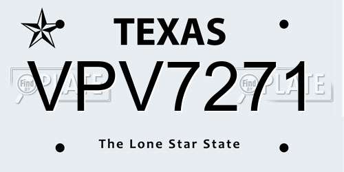 VPV7271 Texas License Plate