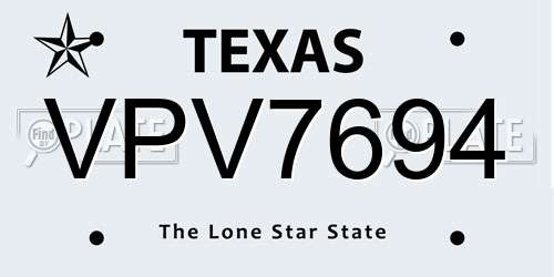 VPV7694 Texas License Plate