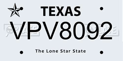 VPV8092 Texas License Plate